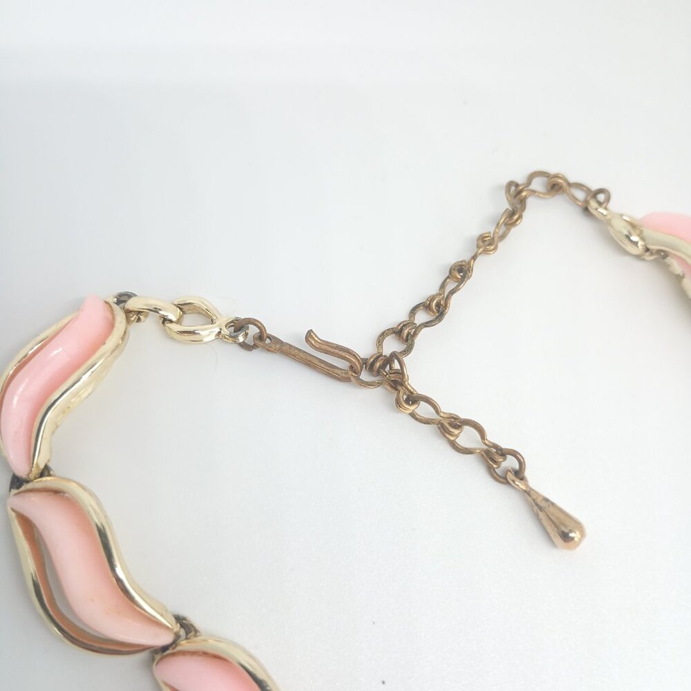 Vintage KARU ARKE Pink Moonglow Thermoset Necklace -16” Rare Beauty ~ MCM - Picture 6 of 8